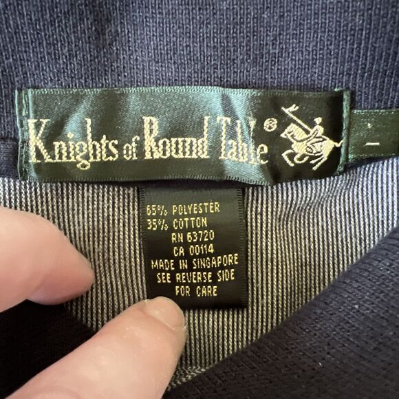 Knights Of Round Table Vintage 80s Mens L Polo Cotton Blend Knit Embroider Logo - Picture 8 of 10